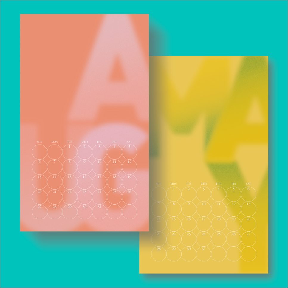2025년 달력 디자인, 블러 처리된 알파벳 배경