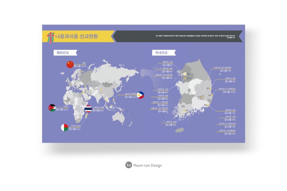 나음과이음 선교 현황 인포그래픽 지도