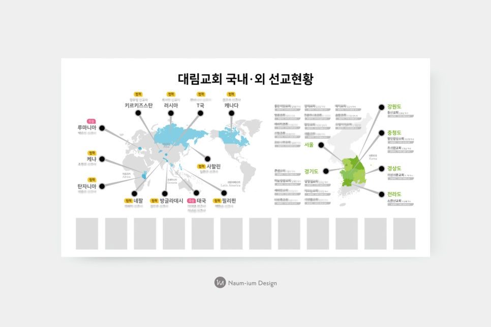 대림교회 국내외 선교현황판 — 지도 시각화 정보 디자인