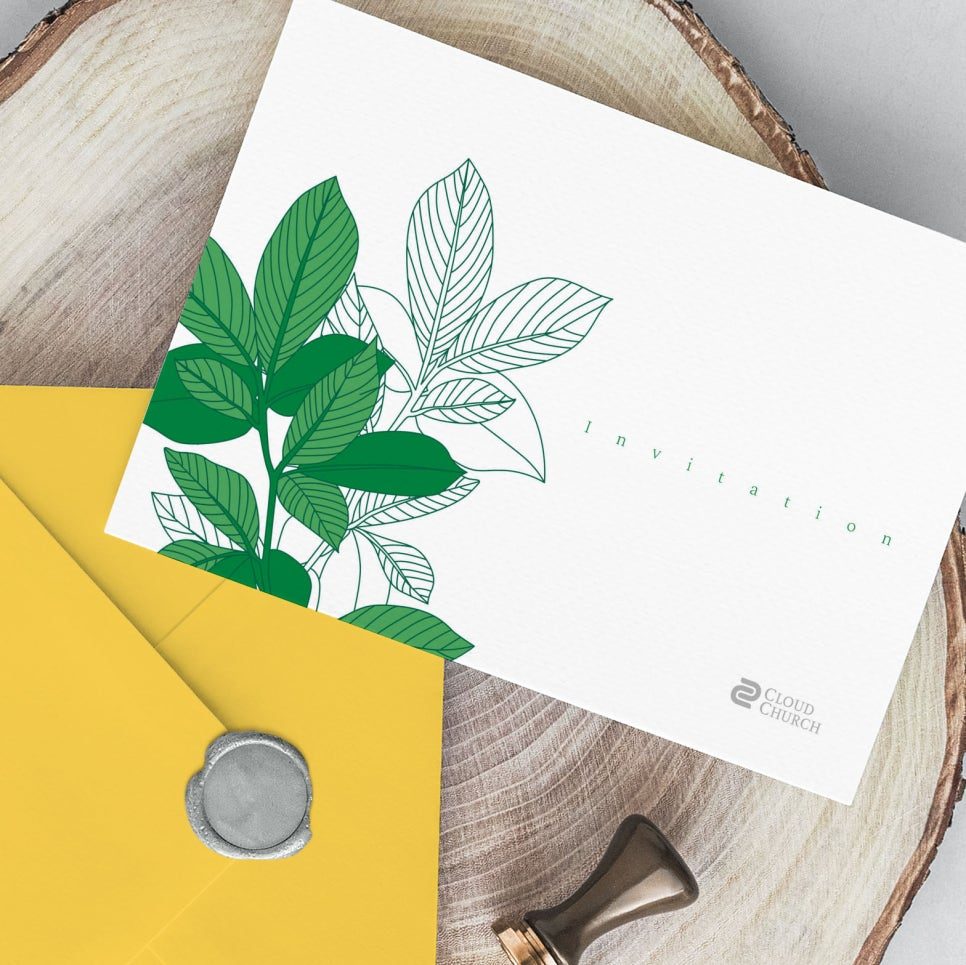 00631 임직식 초청장 디자인 전면 — 푸른 잎사귀 구성