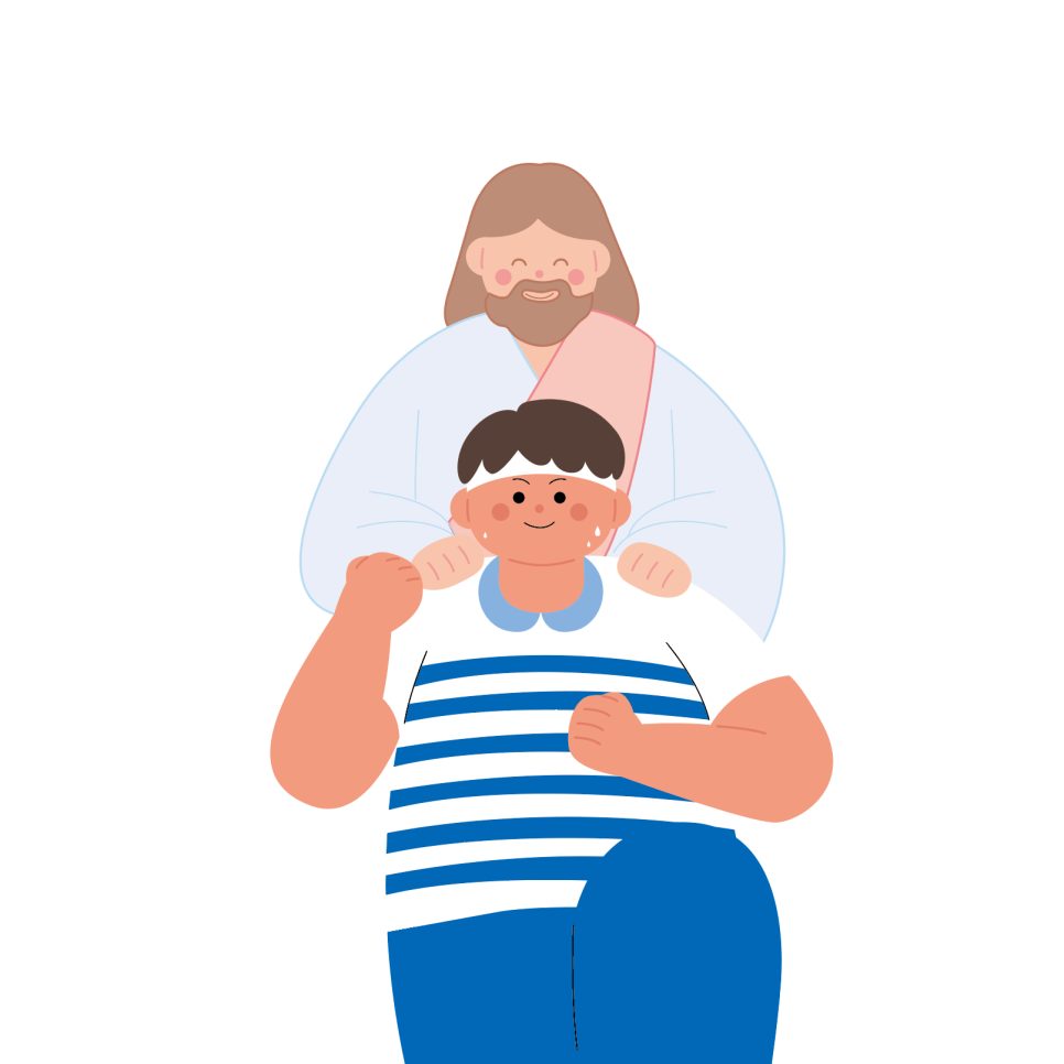 예수님이 어린이를 안아주는 따뜻한 일러스트