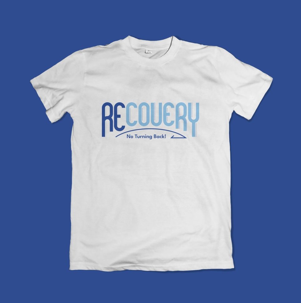 RECOVERY No Turning Back 타이포그래피 티셔츠 디자인