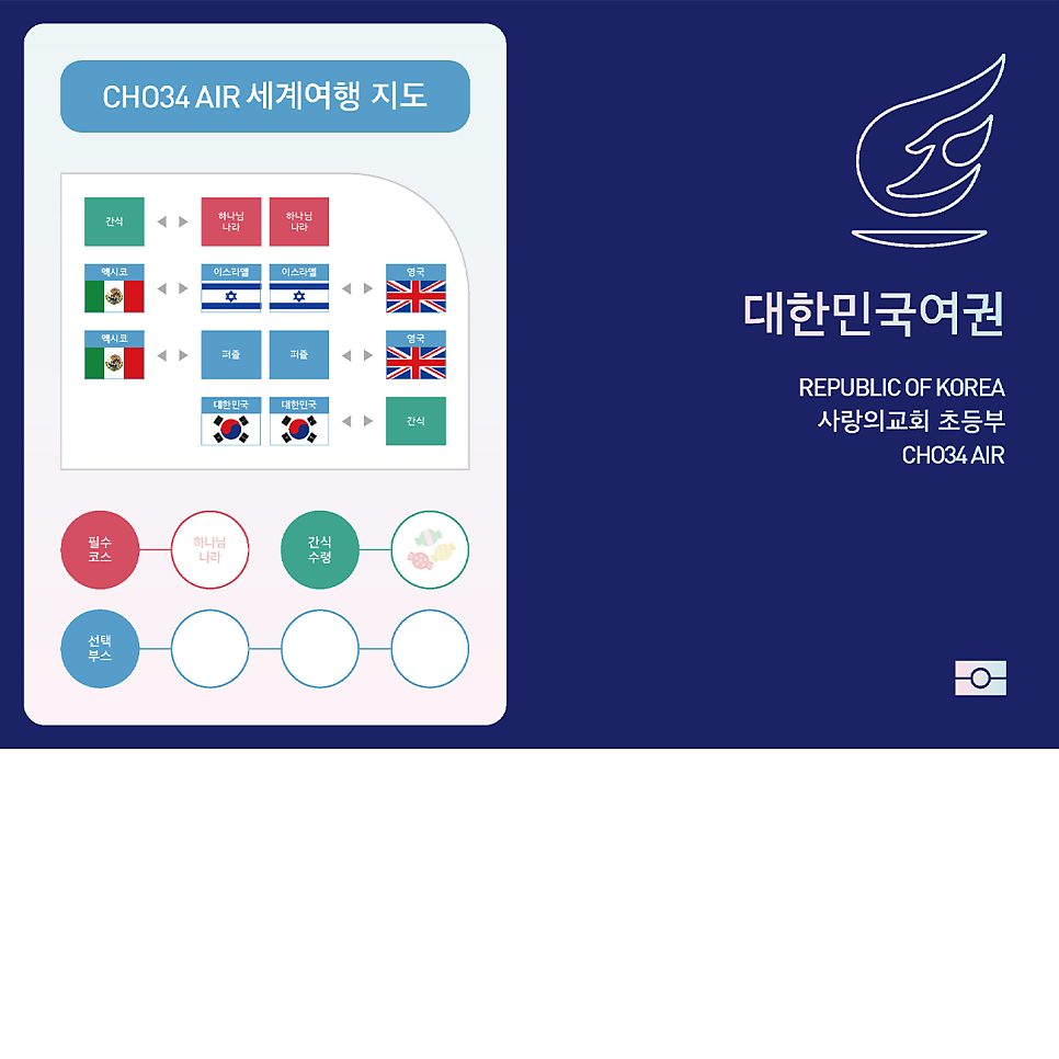 사랑의교회 초등부 새생명축제 행사용 여권 디자인