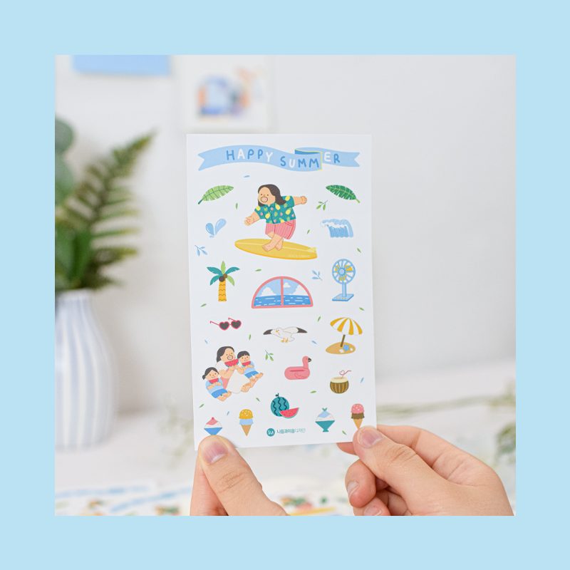 해피썸머 교회 전도 스티커 디자인