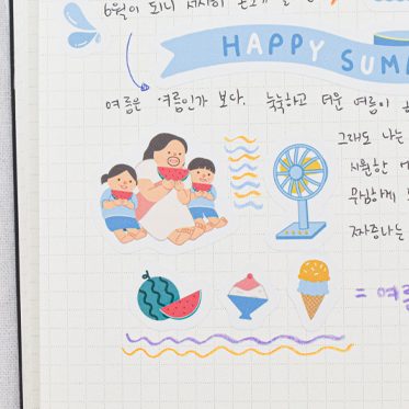 파스텔 민트 여름 일러스트 스티커