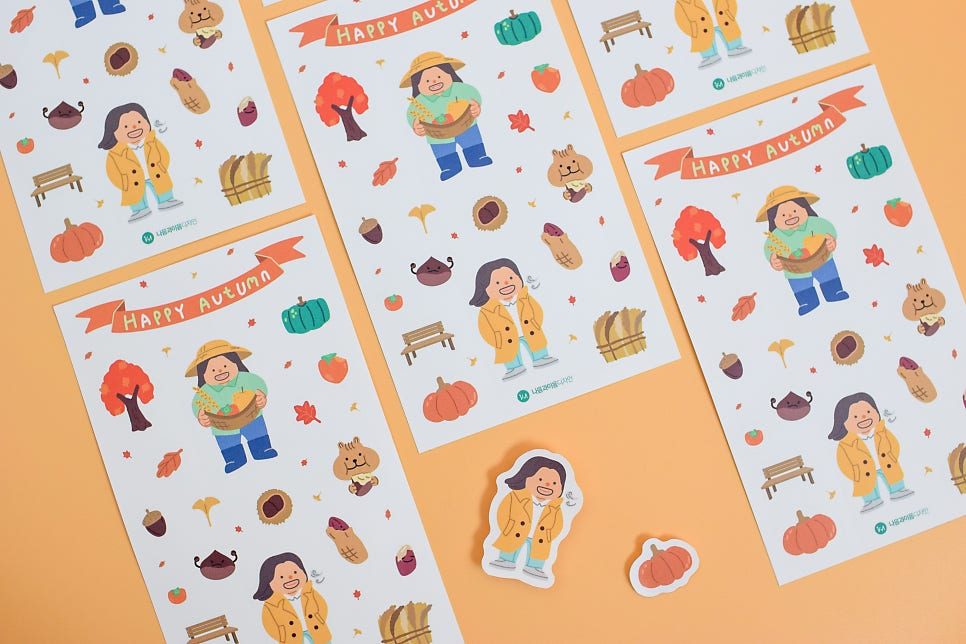 해피 어텀 크리스천 다꾸 스티커 전체 구성